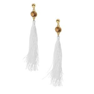 Uncommon James "strawberry fields" tassel earrings in white